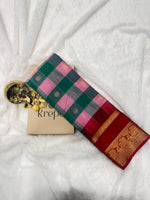 Vintage Kanchi Silk Pink Checks Saree