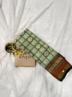 Vintage Kanchi Silk Pastel Green Checks Saree