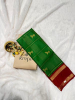 Vintage Kanchi Silk Green Checks Saree