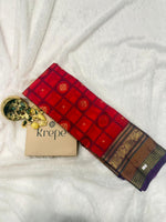 Vintage Kanchi Silk Red Checks Saree