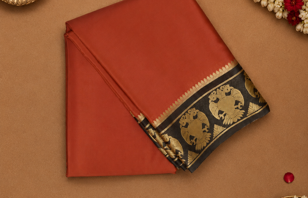 Kesari pure crepe silk saree - crop wide